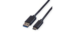 11.02.9011, Cable USB-A Plug - USB-C Plug 1m Black, Roline