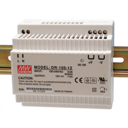 DR-100-12, Блок питания: импульсный; 90Вт; 12ВDC; 12?15ВDC; 7,5А; 88?264ВAC, MEAN WELL