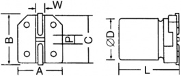 RV2-50V010MB55U-R, Aluminium Electrolytic Capacitor 1 uF 50 VDC, Elna