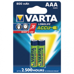 56703101402 [2 шт], NiMH rechargeable battery AAA 1.2 V 800 mAh, Varta