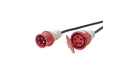 037020476 05 16 1, Extension Cable with Lid IP44 Rubber CEE Plug - CEE Socket 5m Black / Red, Steffen