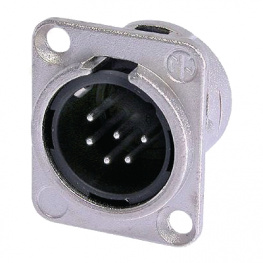NC6MD-L-1, XLR Panel-mount male receptacle 6 Poles DL Soldering Connection Nickel - Plated, Neutrik