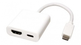 12.03.3211, Video Adapter, USB C Plug - HDMI Socket/USB C Socket, 100mm, Roline