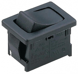 1801.1102, ROCKER; SPST; Пол: 2; ON-OFF; 10A/250ВAC; черный; IP40; нет; 100мОм, Marquardt