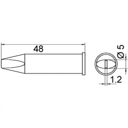 XHT D, Soldering tip Chisel shaped 5.0 mm, Weller