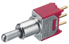 2A13-N2F2PCAE, Subminiature Toggle Switch, On-Off-On, Soldering Pins, Strai, Eledis