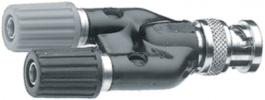 10HA125, Straight Adapter, BNC Plug - 2x 4 mm Banana Socket, 50Ohm, Alpha Elettronica