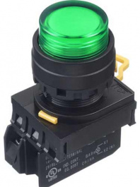 YW1L-M2E10QM3G, Кнопочный переключатель с подсветкой 1NO 10 A 24 В / 120 В / 240 В / 380 В IP65, IDEC