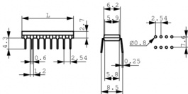 1-1825006-7, DIL-переключатели THD 10P, TE connectivity