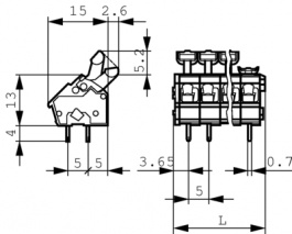 256-408, PCB terminal block 0.08...2.5 mm2 solid or stranded 5 mm/5.08 mm, 8 poles, Wago