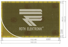 RE100-LF, Laboratory card FR4 epoxy heat tin-plated, Roth Elektronik