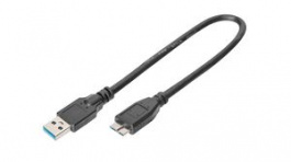 AK-300117-003-S, Cable USB-A Plug - USB Micro-B Plug 250mm Black, DIGITUS