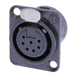 NC7FD-L-B-1, XLR Panel-mount female receptacle 7 Poles DL Soldering Connection Black, Neutrik