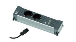 916.0040, Desk Outlet POWER FRAME 2x DE Type F (CEE 7/3) Socket / USB-A Socket - GST18i3 Plug 100mm, Bachmann