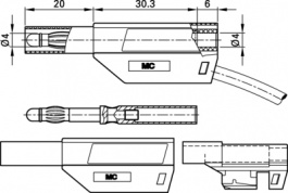 KT425-SE YELLOW, Insulator diam. 4 mm Yellow CAT II, Staubli (former Multi-Contact )