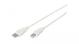AK-300102-018-E, Cable USB-A Plug - USB-B Plug 1.8m White, DIGITUS