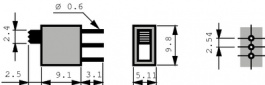 AS13AP, Переключатель: движковый; Пол: 3; SP3T; 0,1A/28ВAC; 0,1A/28ВDC, NKK Switches (NIKKAI, Nihon)