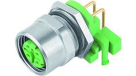 99 3732 202 04, M12 PCB Mount Socket, Right Angled, D-Coded, 4 Pole, Binder