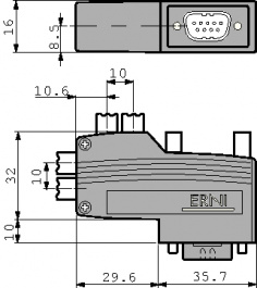 103662, D-Sub field bus socket, Erni / TE