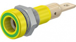 23.0190-20, Panel Mount Socket 4mm Green / Yellow 25A 30V Gold-Plated, Staubli (former Multi-Contact )