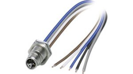 1425584, M12 Rear Mounting Panel Plug, 5 Poles, L-Coded, Assembled with Wires, Phoenix Contact