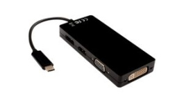 V7UC-DPHDVGADVI-BLK, Adapter, USB-C Plug - DisplayPort Socket/HDMI Socket/VGA Socket/DVI Socket, V7