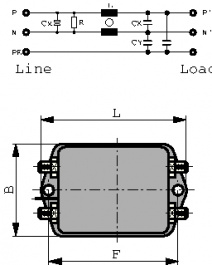 FN2030-10-06, Фильтр: помехоподавляющий; однофазный; 250ВAC; Cx: 470нФ; Cy: 4,7нФ, Schaffner