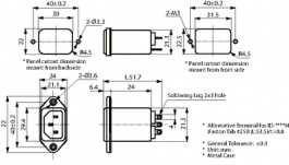 RID0342H, Power inlet with filter 3 A 250 VAC, Deltron UK (DEM)