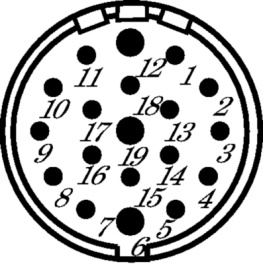 7101 6 19 03D, Connector straight, Poles=19 Male, Cable Mount, Hummel