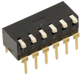 A6TR-6104, DIL switch THD 6P, Omron