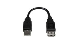 USBEXTAA6IN, Extension Cable USB-A Plug - USB-A Socket 152mm USB 2.0 Black, StarTech.com