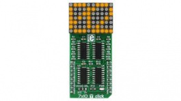 MIKROE-2790, 7x10 Y Click Yellow LED Dot Matrix Display Module 5V, MikroElektronika