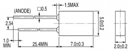 524UYD/S530-A3, СИД желтый прямоугольный 2 x 5 mm, Everlight