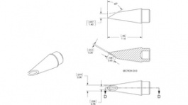 SMTC-0185, Rework Cartridge Hoof / 60° / Bevelled 2.0 mm 330 °C, Metcal