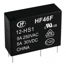 HF46F/024-HS (610), PCB power relay 24 VDC 200 mW, HONGFA
