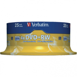43489, DVD+RW 4.7 GB Spindle for 25, Verbatim