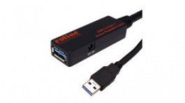 12.04.1071, Active Repeater Cable USB-A Plug - USB-A Socket 15m USB 3.0 Black, Roline