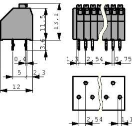 250-1410, Wire-to-board terminal block 0.14...0.5 mm diam. solid 0.2...0.5 mm2 stranded 2., Wago