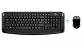 3ML04AA#ABD, Wireless Keyboard and Mouse 300, 1600dpi DE Germany/QWERTZ USB Black, HP