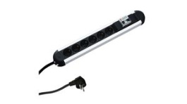 331.035, Outlet Strip with RCD PRIMO 6x DE Type F (CEE 7/3) Socket - CEE 7/7 Plug Black / Silver 1.75m, Bachmann