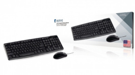 CSKMCU100US, USB Keyboard & Optical Mouse US USB Black, KONIG