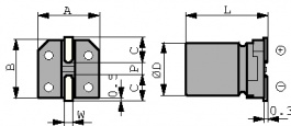 25SZV33M6.3X5.5, Capacitor, SMD 33 uF 25 VDC, RUBYCON