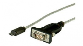 12.02.1161, Converter Cable USB C Plug - D-SUB 9-Pin Male 1.8m Black, Roline