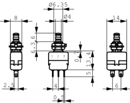 13435A, Push-button Switch off-(on) 1P, APEM