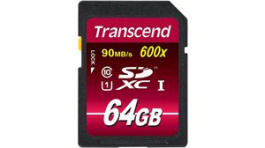 TS64GSDXC10U1, Memory Card, SDXC, 64GB, 90MB/s, Transcend