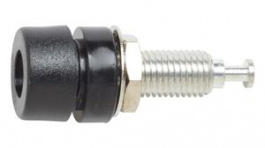 1581-0, Гнездо; "банан" 4мм; 15А; черный; луженые; на панель; макс.115°C, Pomona