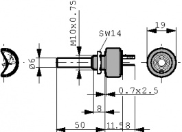 D198M22MDDK1000, Rotary Potentiometer, 220 kOhm, Soldering lugs, Vishay