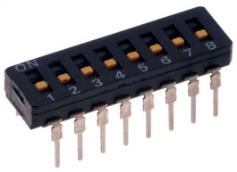 A6T-8101, Переключатель: DIP-SWITCH; Кол-во секций:8; ON-OFF; 0,025A/24ВDC, Omron