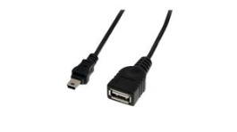 USBMUSBFM1, Extension Cable USB-A Socket - USB Mini-B 300mm USB 2.0 Black, StarTech.com