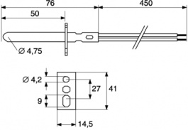 US01 PT1000, Вставной термометр с фланцем, Pt1000, Heraeus